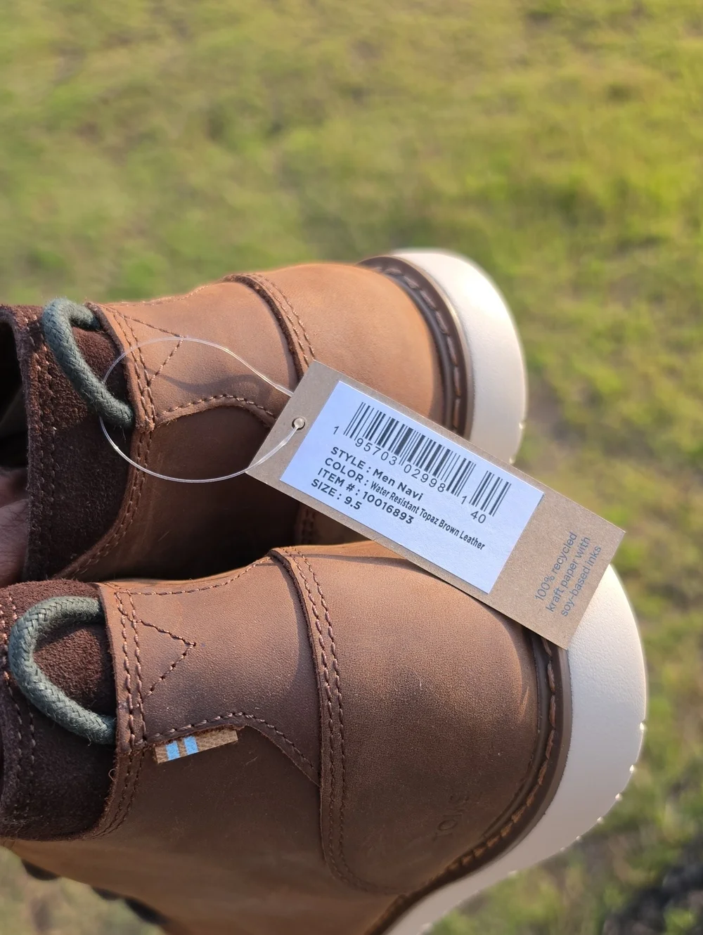 TOMS Navi Men's Chukka Boot Size 9.5 Water Resistant Topaz Brown Leather NWT